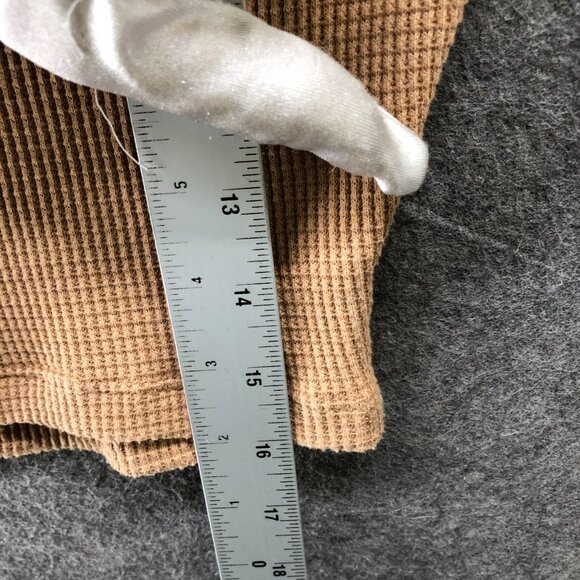 Aritzia TNA Waffle Knit Cropped Long Sleeve T Shirt Womens S Tan High Neck - Picture 10 of 10